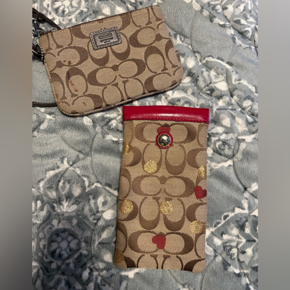 Coach Wristlet and Glasses Case Set